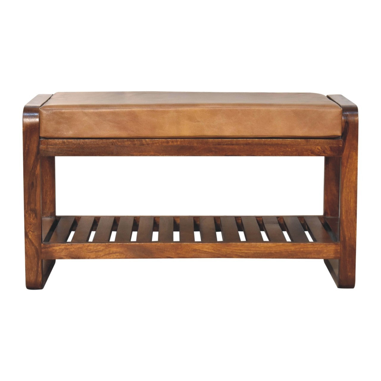 Solid Wood Small Buffalo Slatted Hallway Bench