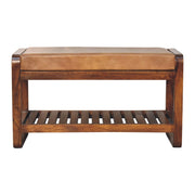 Solid Wood Small Buffalo Slatted Hallway Bench