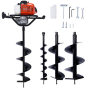 2.7HP Post Hole Digger 63cc Gas-Powered 2-Stroke Auger Digging Drill Shaft Size 3/4' ,EPA certificated with L4'+L8'+L10'+L12' DRILL BITS