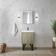 Rustic Acacia Bath Vanity 24 in. W x 20 in. D, Cultured Marble Top and Gun Metal Faucet Set