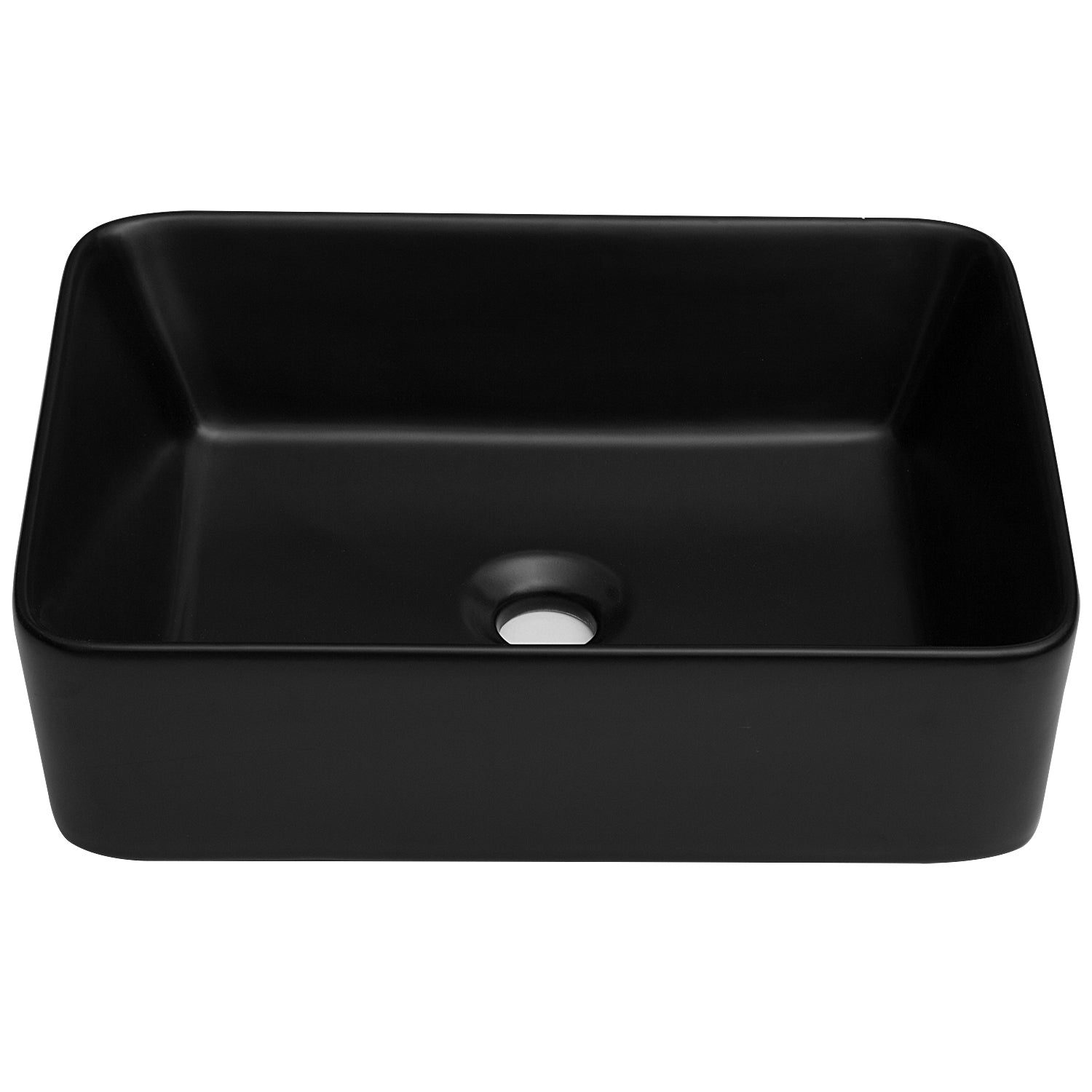 Modern Black Ceramic Rectangular Vessel Bathroom Sink 19' x 15' Stylish and Easy to Maintain