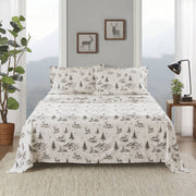 4 PCS Queen Sheet Set Gray Deer Toile