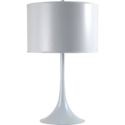 25' Tall Metal Table Lamp with White Finish, White Round Shade