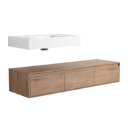 Modern Wall-Mounted Bathroom Vanity with Resin Sink, Soft Close Drawer, Imitative Oak Finish, 60 Inch