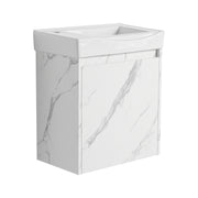 Minimalist 20' Wall-Mounted Bathroom Vanity with Ceramic Sink and Storage Cabinet in Carrara White