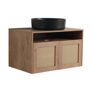 30' Bathroom Vanity with Black Ceramic Art Sink, 2-Soft Close Door, Float Mounting Design, Plywood (KD-Packing)