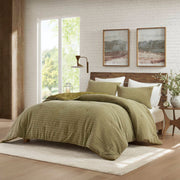 3PCS Full/Queen Waffle Washed Comforter Set
