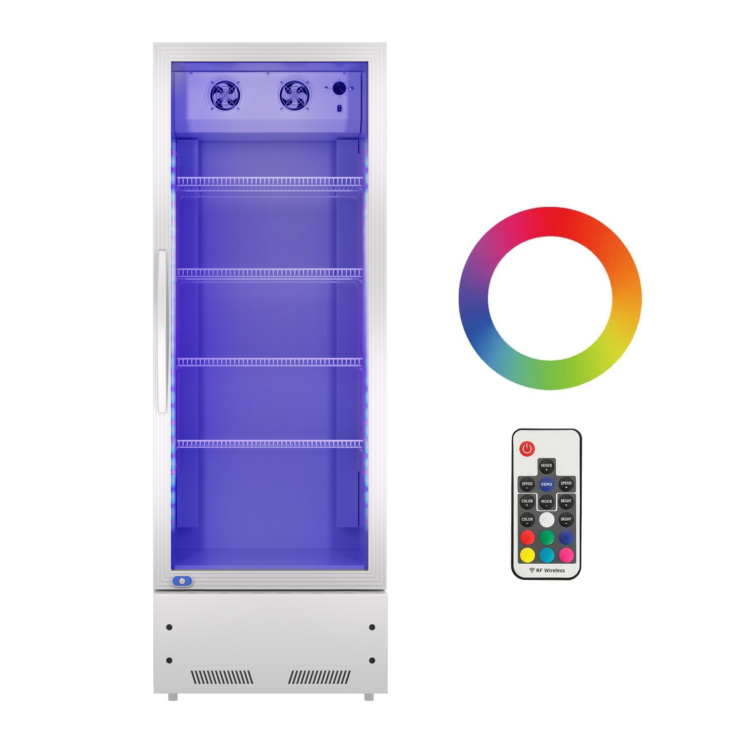 Commercial Display Refrigerator, Upright Swing Glass Door Merchandiser Fridge with LED Lightning, Reach-in Beverage Cooler for Shop Restaurant, ETL Approved, 8 Cu. Ft, Silver