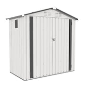 6X3.5FT Garden Tool Shed Metal Storage Shed with Peaked Roof Waterproof Lockable Door White