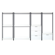 Fiona White Freestanding Walk-in Wood Closet System with Metal Frame, Durable Storage Solution, White Melamine Finish