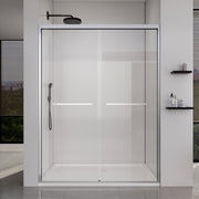 50-54*72 INCH Frame Double Sliding soft-close Shower Doors, Bathroom Sliding Shower Door,  (6mm) Thick SGCC Tempered Glass Door For Bathroom Door ,Brushed Nickel