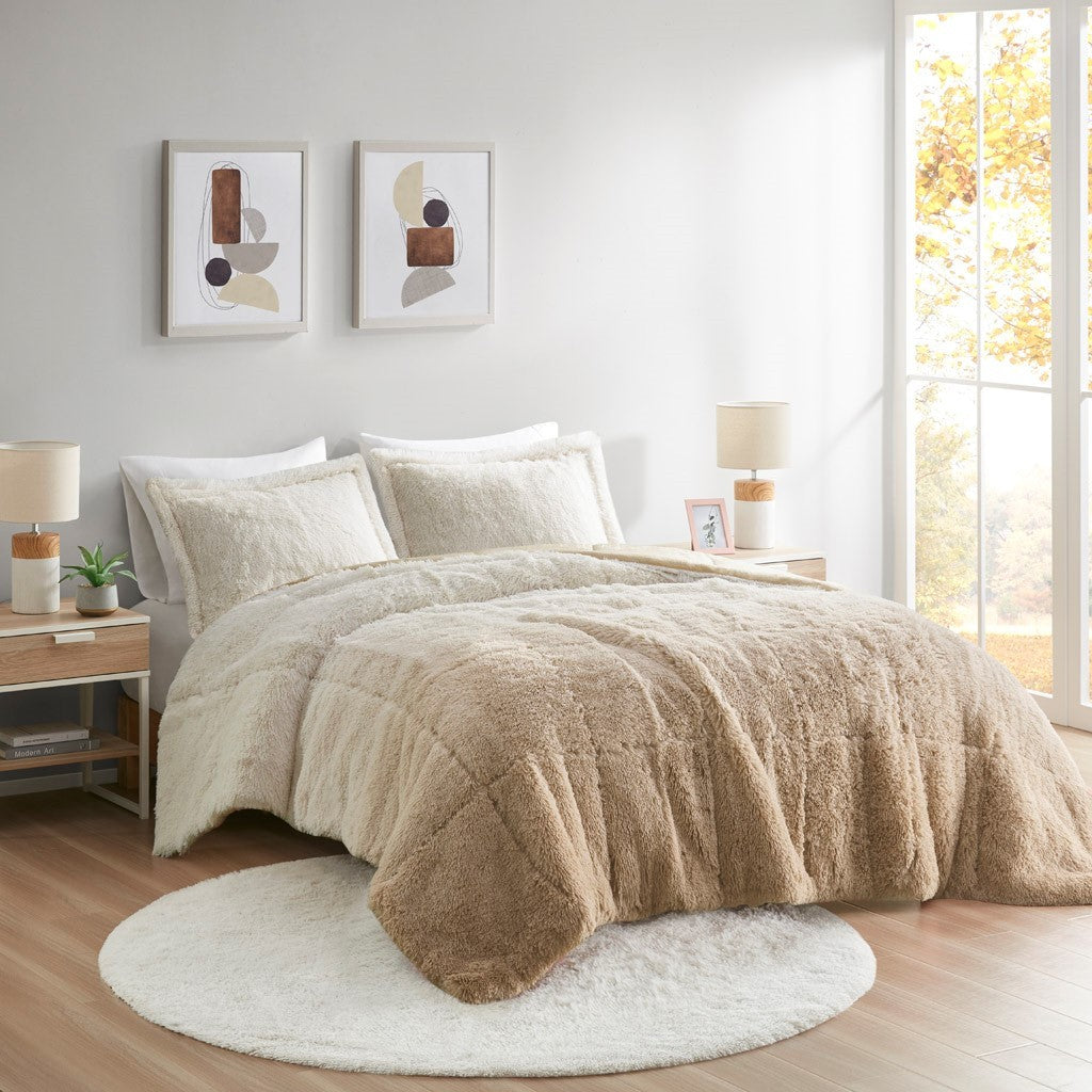 Twin/Twin XL Ombre Shaggy Long Fur Comforter Mini Set