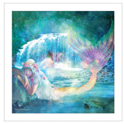 'Woodland Cove Mermaid' by Bluebird Barn, Ready to Hang Framed Print, White Frame