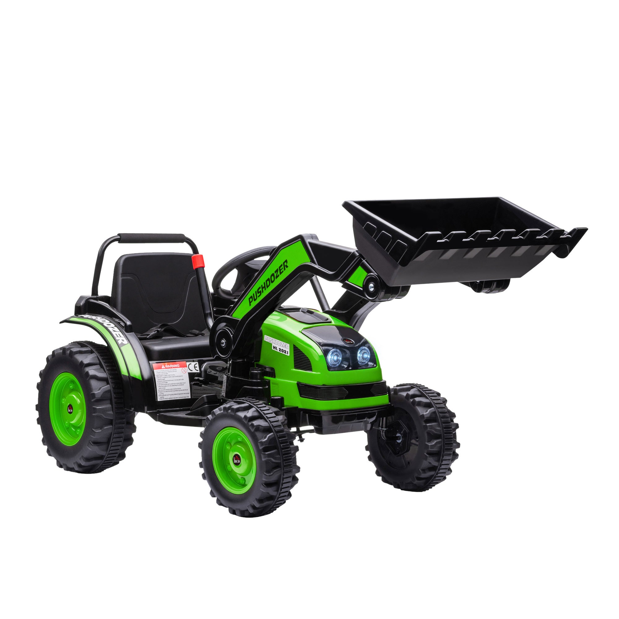 Aosom 6V Kids Ride on Excavator, Bulldozer, Electric Construction Vehicle, Rechargeable Battery Powered Truck with Adjustable Bucket, High/Low Speed, Realistic Sound and Headlights, Green