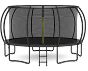 16FT Outdoor Big Trampoline With Backboard&ball,Light,Shoes Bag,Anchor Kit,Inner Safety Net,Ladder,Spring Cover Padding,For Kids, Black Color