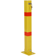 Square Yellow Parking Bollard Pole Barrier with Lock for Car Parking Protection and Home Garage Street Decor