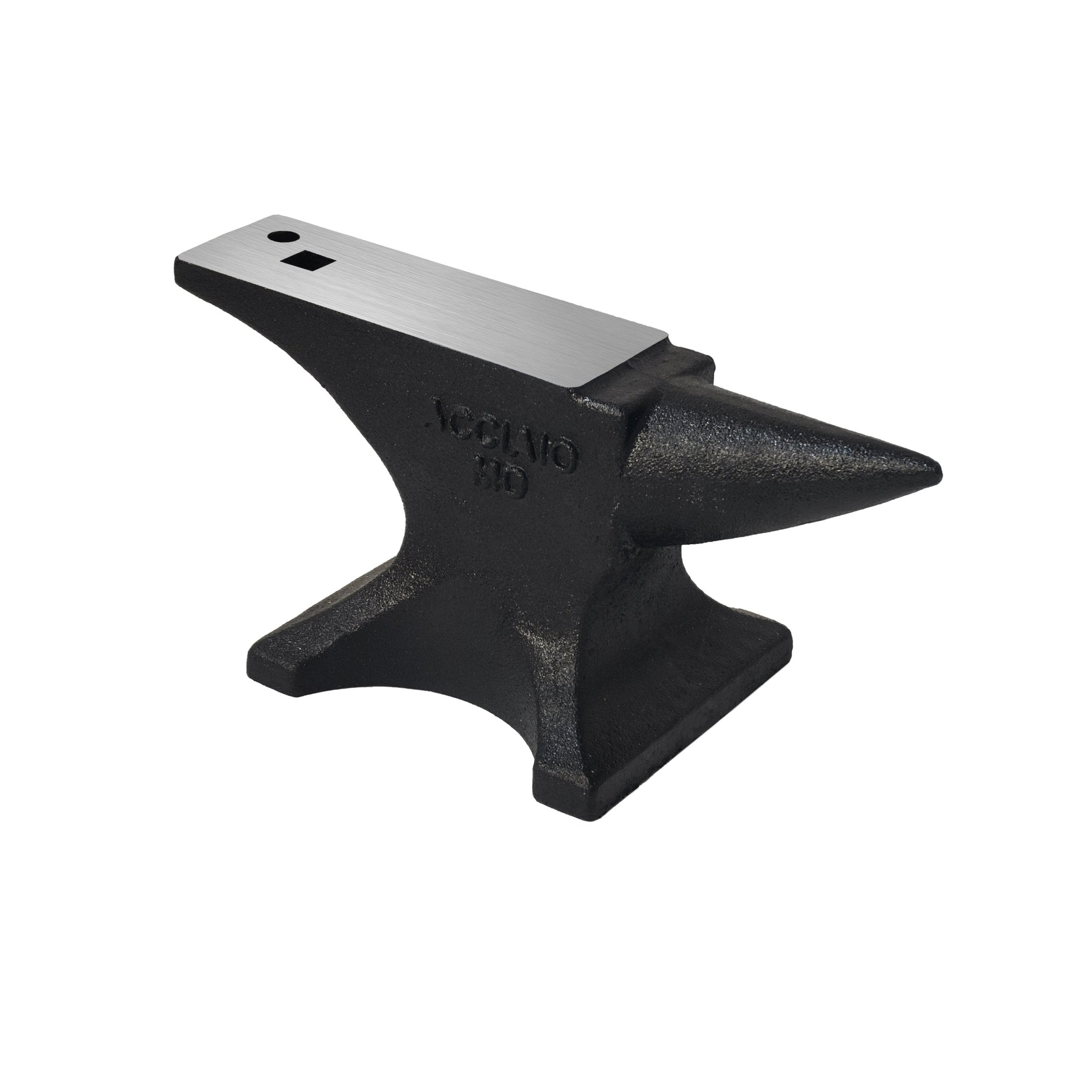 Single Horn Anvil 55Lbs Cast Steel Blacksmith Tool with Round & Square Hole for Bending & Shaping