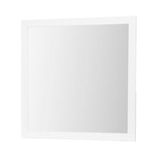 OMODA Contemporary White Mirror with Acrylic Hardware in Rubber Wood, 39.56 x 0.18 x 39.57 inches