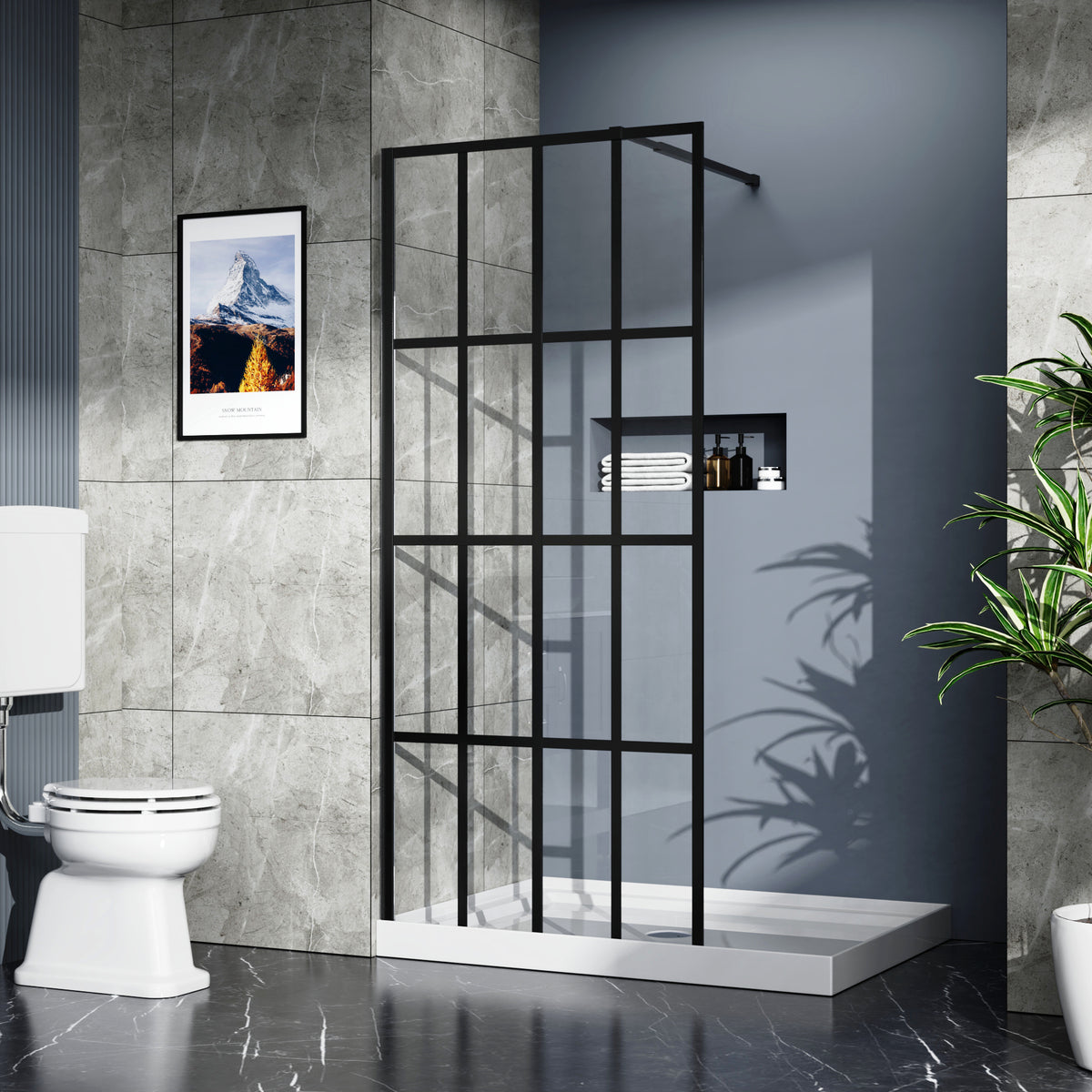 Goodyo 34' X 72' Shower Door Walk-in Black Finish