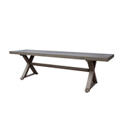 Modern Aluminum Outdoor Dining Bench with X-Base, Dark Gray Finish, 59'W Patio Seating