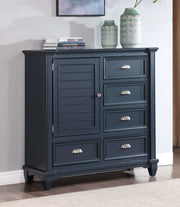 Transitional Style Slate Blue Finish 1pc Armoire Round Knobs Cups Handles Ball Bearing Glides Bedroom Furniture