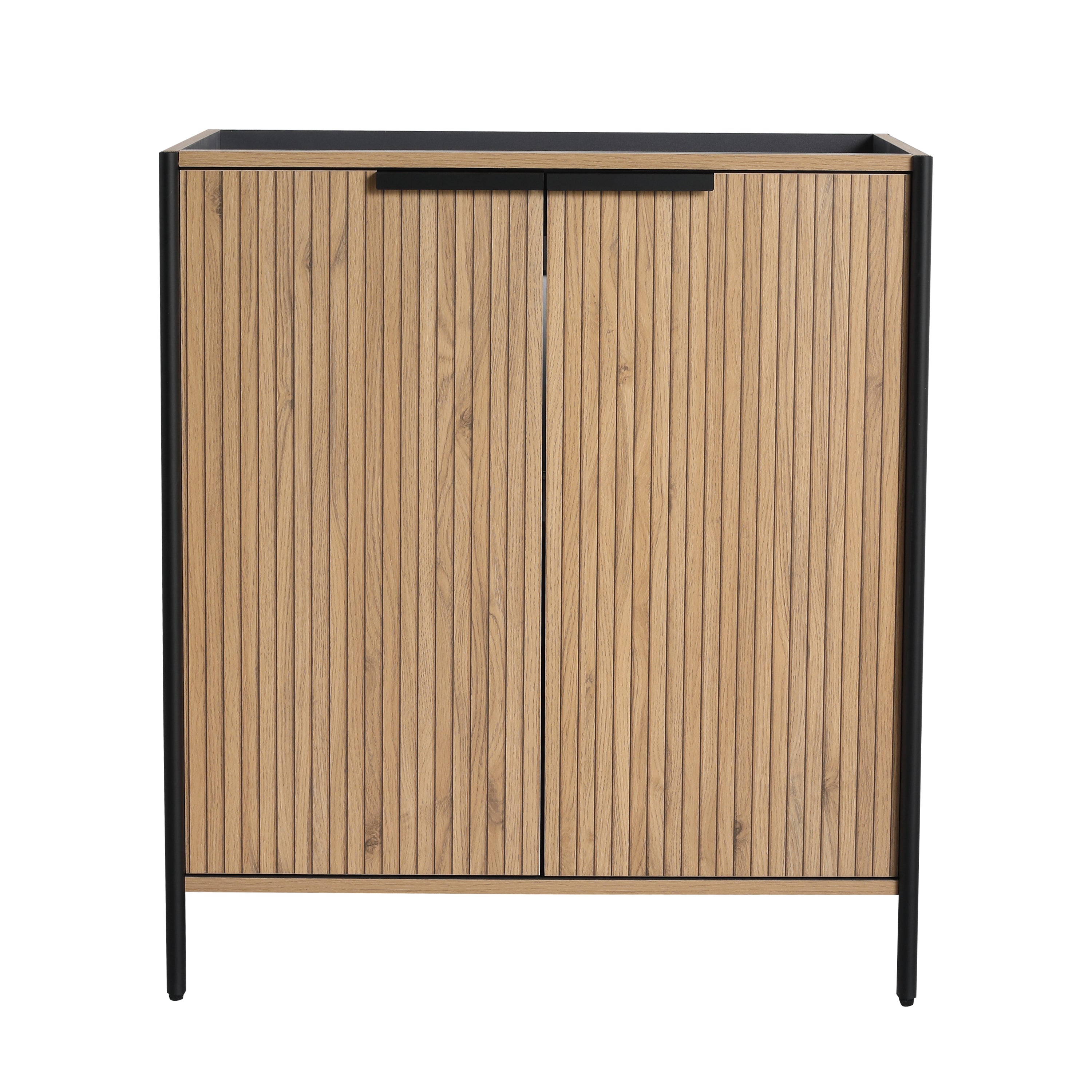 Contemporary 30' Freestanding Bathroom Vanity with Adjustable Shelves in Light Coffee Plywood