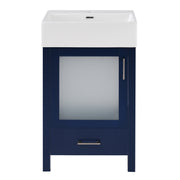 Modern 20-Inch Bathroom Vanity with Ceramic Sink and Ample Storage, Blue, Solid Wood & MDF