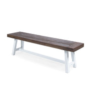 Tranquilizer Outdoor Acacia Wood Bench with Slat Panel Design, Dark Brown and White