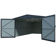Outdoor Metal Garage Shed 20x13 FT with Dual Doors and Vents for Backyard Utility Storage, Black