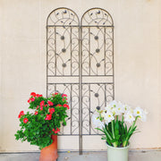 2 Pack Metal Garden Trellis 86.7' x 19.7' Rustproof Trellis for Climbing Plants Outdoor Flower Support Brown