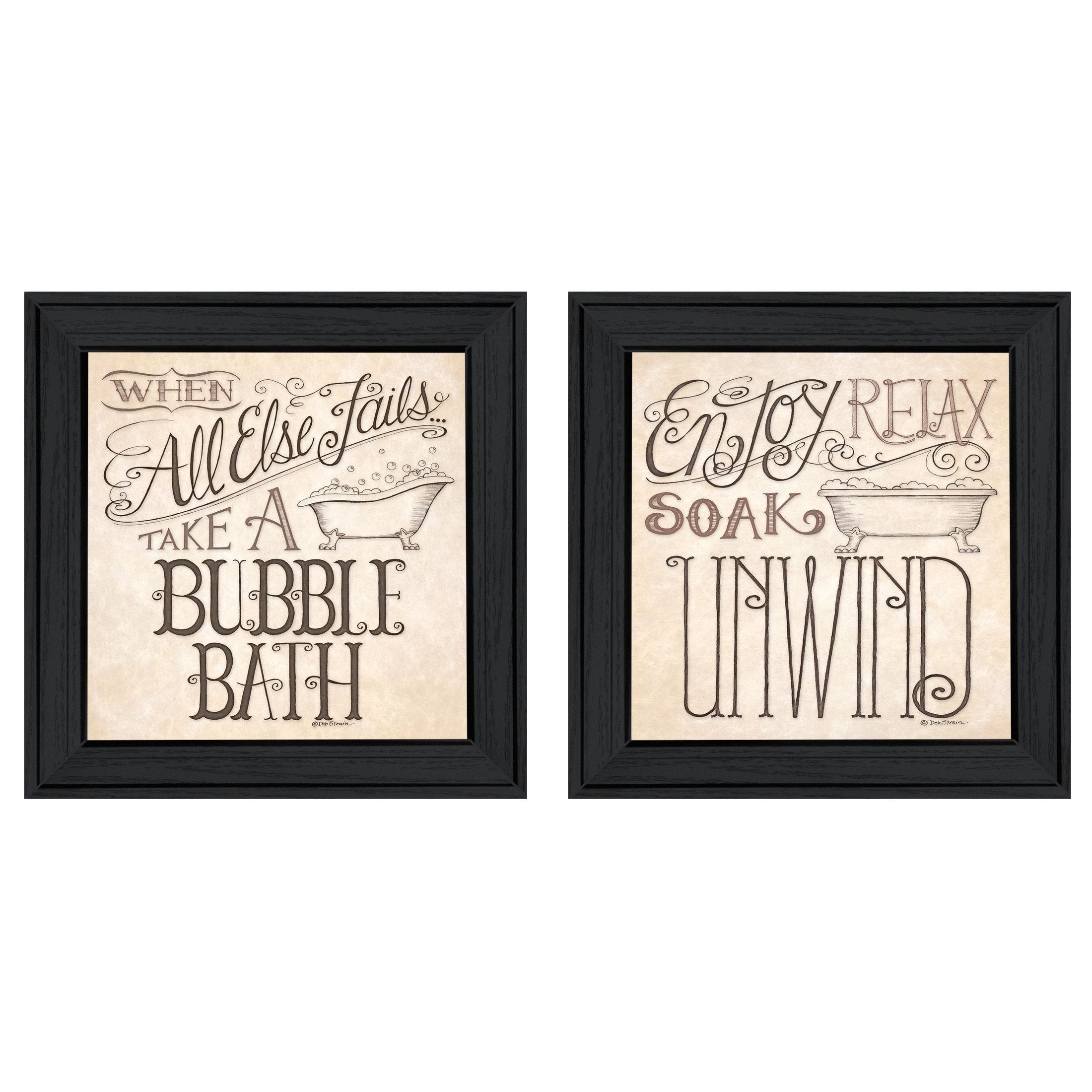 'Soak & Unwind' 2-Piece Vignette By Deb Strain, Black Frame