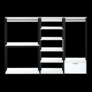 Fiona White Freestanding Walk-in Wood Closet System with Metal Frame, Melamine Finish, 111x17.3x77.7 inches
