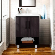 Conrad Free Standing Resin Sink Bathroom Vanity With One Door Cabinet, And Open Shelf, Black