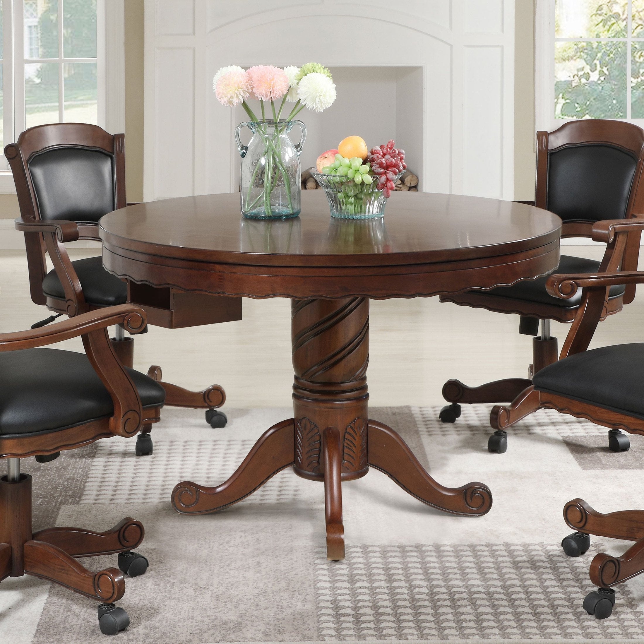 Brenton Tobacco Game Table with 8 Cupholders