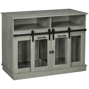 PawHut Dog Crate Furniture for Large Dogs or Double Dog Kennel for Small Dogs with Shelves, Sliding Doors, 47' x 23.5' x 35', Gray