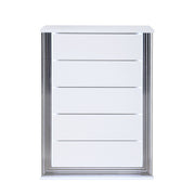 MOON Deco-Modern Smooth White Chest with LED Lighting, Solid Wood & MDF, 35.43x17.13x48.98 inches
