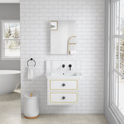 20'' W x 26'' H Bathroom Mirror Medicine Cabinet - Wooden Door Medicine Cabinets for Bathroom, Wall Mounted Recessed or Surface, Bathroom Mirror with Storage, Left opening door