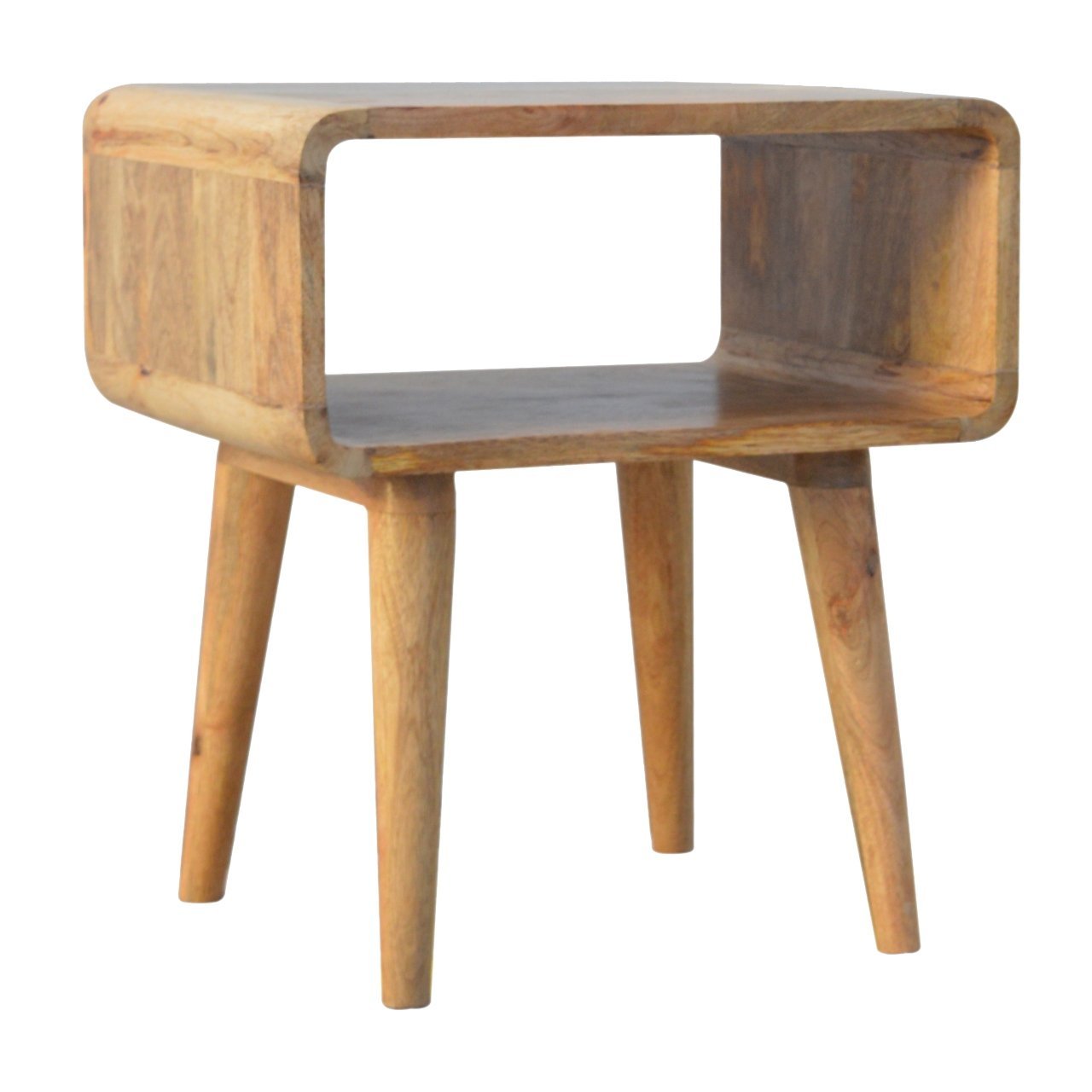 Solid Wood Curved Open Bedside