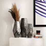 Decorative Nickel Antique Aluminum Vases – Set of 3 Table Accents