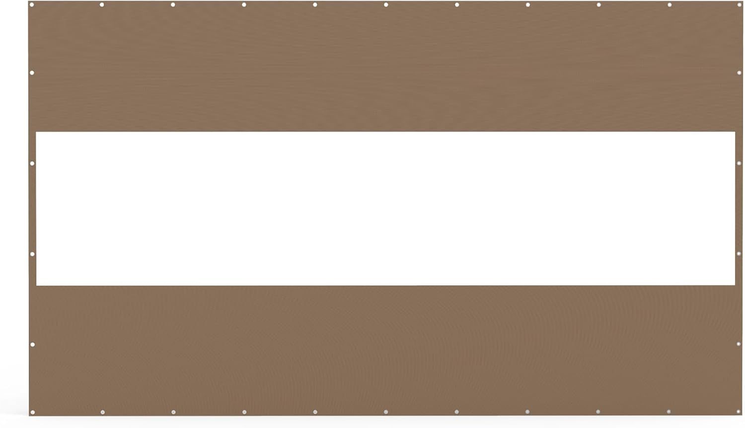 Heavy Duty Outdoor Clear Panel Curtain, 18 oz Waterproof PVC Polyester Curtain, Weather Resistant & Tearproof for Patios, Gazebos, Pergolas, Privacy Screen (7'H x 12'W, Brown)