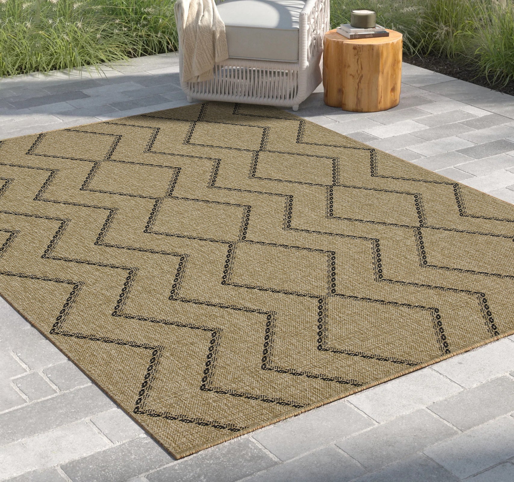 Earth GC_NTL1010 Jute/Black 7 ft. 10 in. x 10 ft. 3 in. Indoor/Outdoor Area Rug