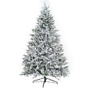 Premium 7FT Snow Flocked Hinged Artificial Christmas Tree with Fluffy Branches and White Snow Tips