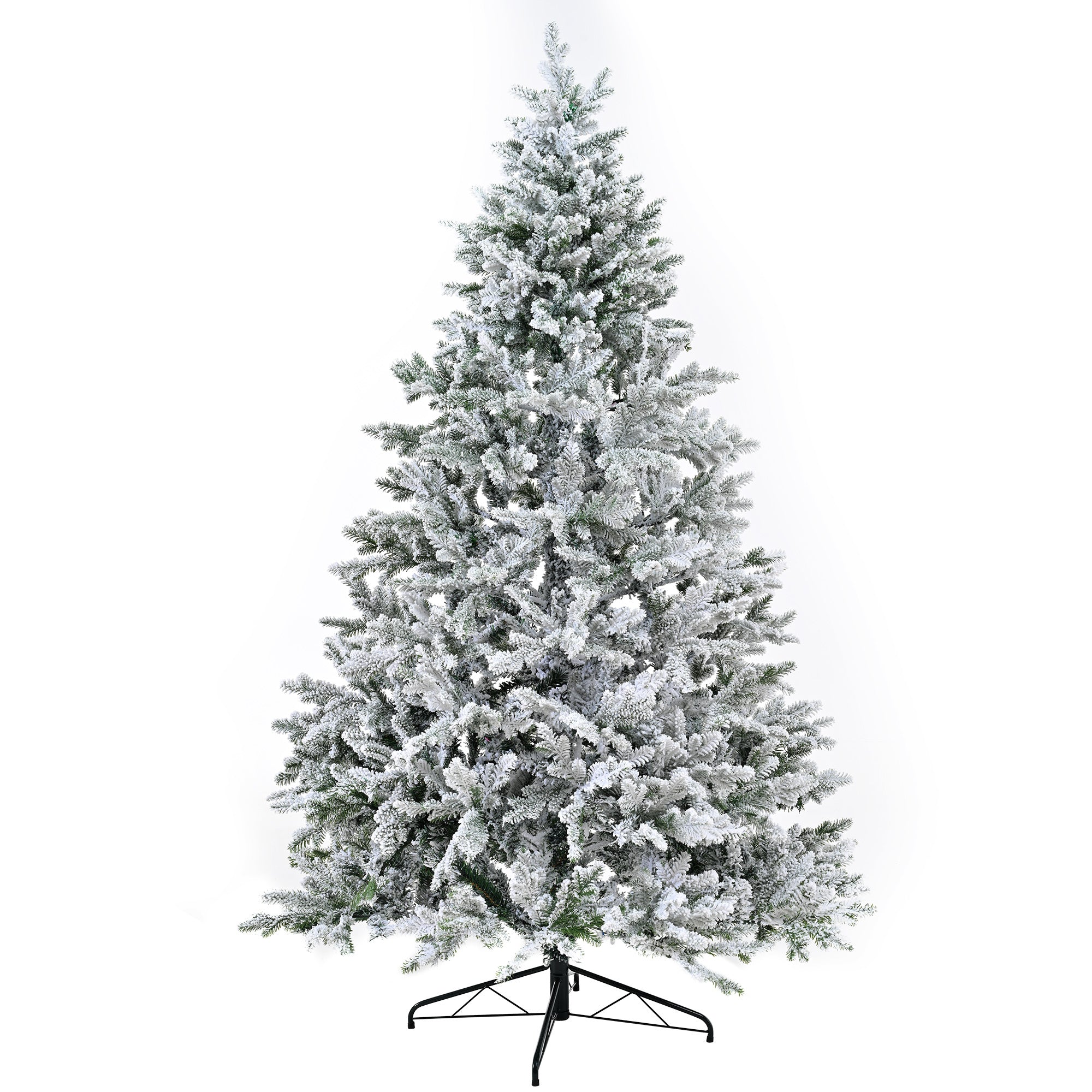 Premium 7FT Snow Flocked Hinged Artificial Christmas Tree with Fluffy Branches and White Snow Tips