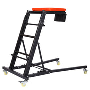 Heavy-Duty Foldable Rolling Engine Top Creeper with Padded Deck and Locking Casters, Steel Frame, Red/Black