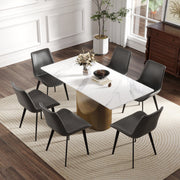 63 'Modern Artificial Stone White Panel Bronze Iron Metal Legs-Can Accommodate 6-8 People