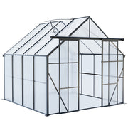 Heavy Duty Walk-in Greenhouse 8x8 FT with Double Door and Polycarbonate Panels for Outdoor Use, Black Aluminum Frame