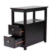 Transitional Nightstand with USB Charging Station, Wooden End Table Bedside Table, 2-Drawer Home&Kitchen Storage Cabinet,1pc