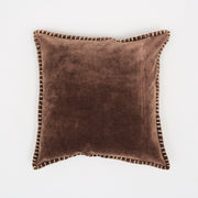 Stonewashed Cotton Velvet Throw Pillow with Decorative Handstiched Edges-19X19'