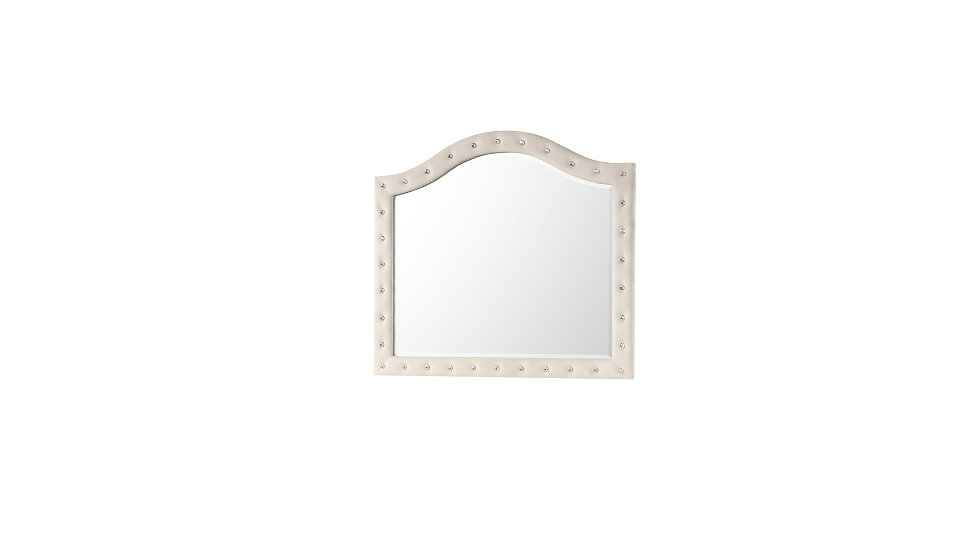 Sophia Modern Style Crystal Tufted Upholstery Mirror finished with Velvet Fabric made with Wood in Cream(INCLUDES MIRROR ONLY) same as B009136650 (CA inventory)