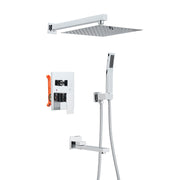 Shower System with 10 Inch Rain Shower Head and Handheld Wall Mounted and Down Sprayer,High Pressure Rainfall Shower Faucet Fixture Combo Set with 2 in 1 Handheld Showerhead for Bathroom, Chrome